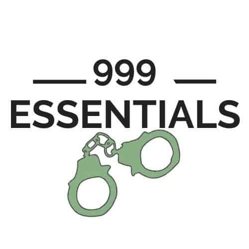 999 Essentials logo with green handcuffs